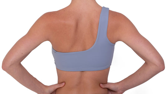 one shoulder baby blue bikini top